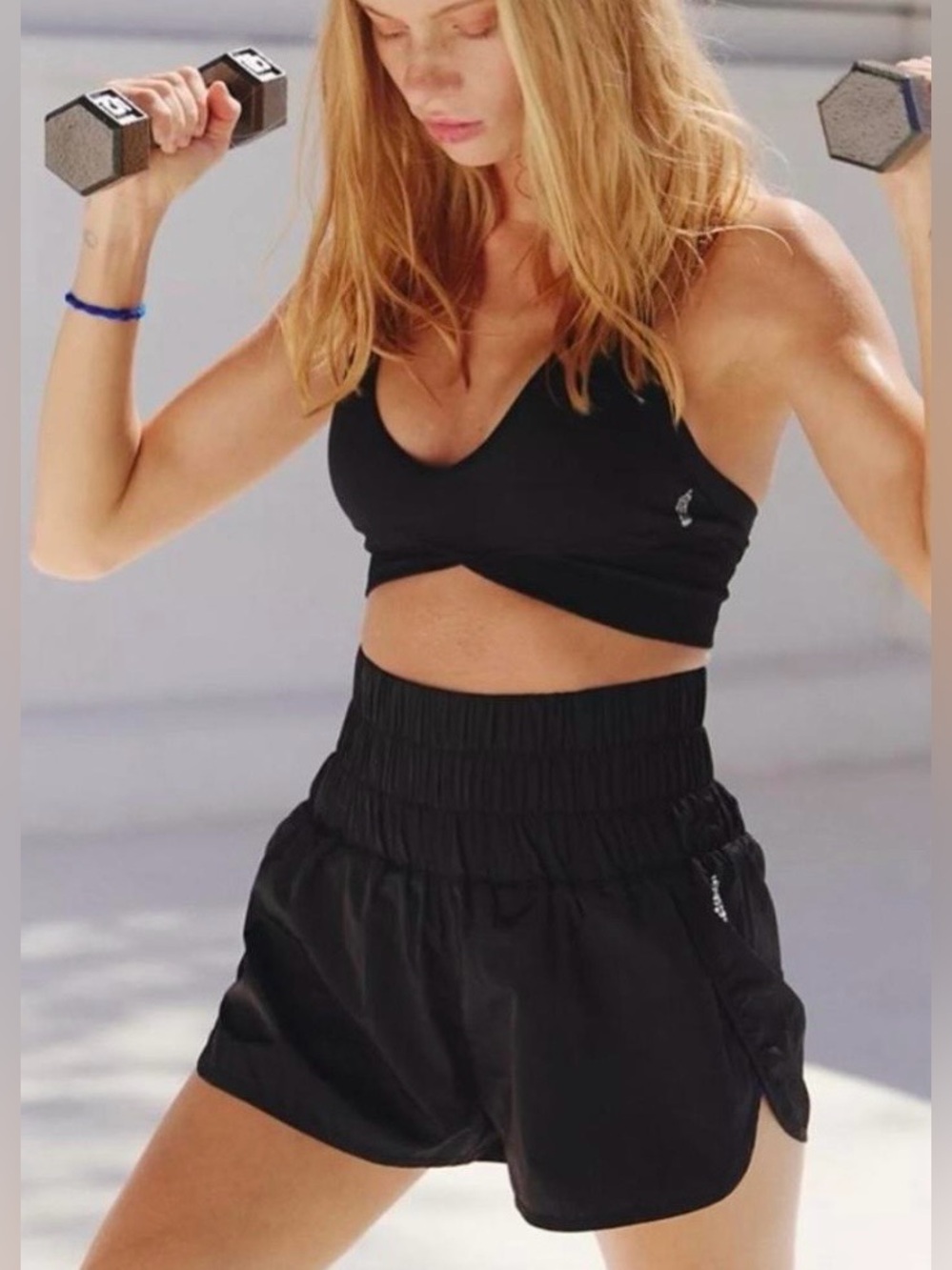 Free People Movement Women’s High Rise Waist Boxer Run Shorts Black Large